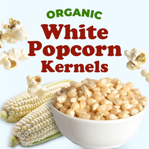 Food to Live Organic White Popcorn Kernels, 1.5 Pounds - Hulless Uncooked Whole Corn Ideal for Popping. USA Grown, USDA Certified. Non-GMO, Vegan