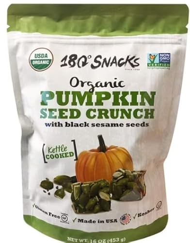 180 Snacks Organic Pumpkin Seed Crunch with Black Sesame Seeds Clusters, Low Cholestrol - 16 Ounces