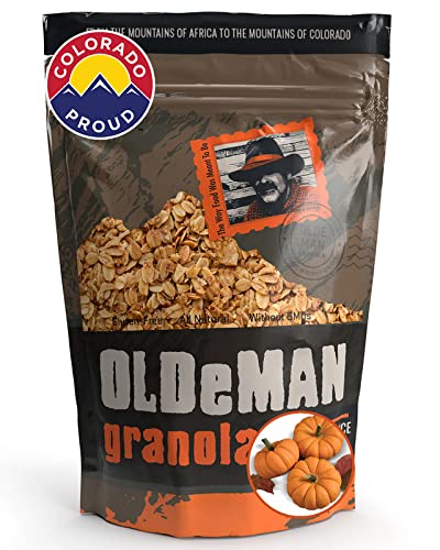 Olde Man Granola Gluten Free Granola - Non-GMO Healthy Granola Cereal - Soft Whole Grain Oats, Butter, Brown Sugar - Handmade in Colorado (Pumpkin