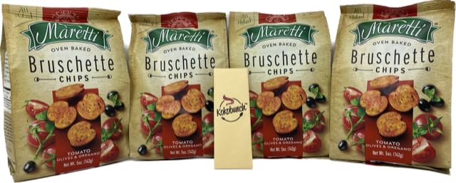All Natural Bruschette Bruschetta Vegan Cracker Bruschettini Chips 4 PACK (5oz, Tomato Olive And Oregano)