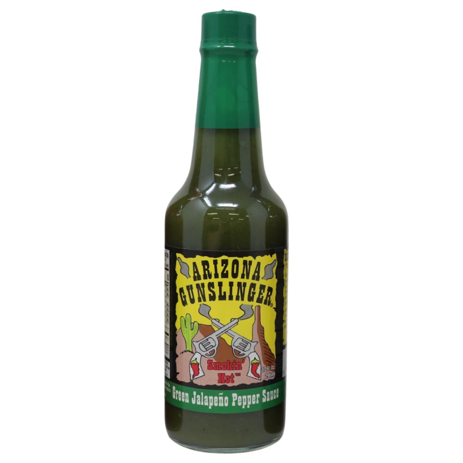 Arizona Gunslinger Zesty Jalapeño Green Hot Sauce, Low Sodium Mild Salsa Verde - Mexican Pepper Blend for Tacos, Burritos, Nachos & More, Smooth Verde