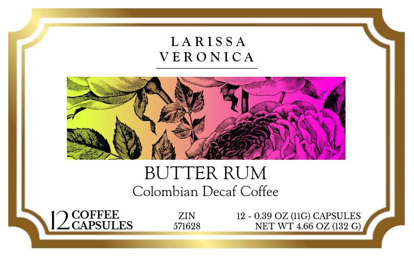 Butter Rum Colombian Decaf Coffee (Single Serve K-Cup Pods) (Gourmet, Naturally Flavored, Whole Coffee Beans) (12 pods, ZIN: 571628) - 3 Pack