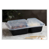 Pactiv Evergreen newspring versatainer microwavable containers, rectangular, 2-compartment, 30 oz, 6 x 8.5 x 2.5, black/clear, plastic, 150/ct