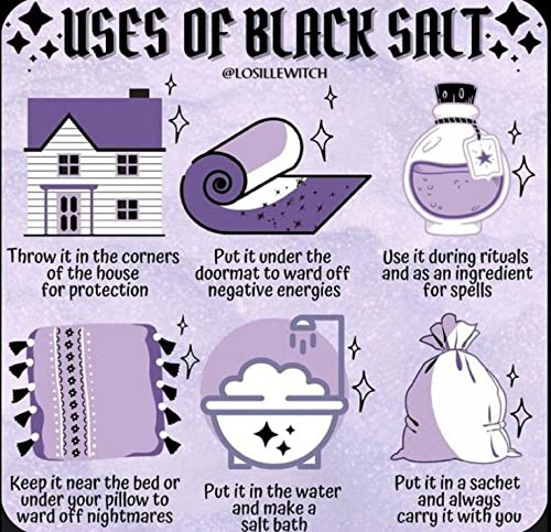 Black Salt for Protection and Driving Away Evil - Ritual and Spell, Purifying, Cleansing, Healing, Metaphysical, Meditation and Wicca. (1 oz)