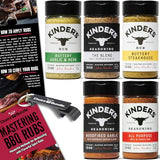 Kinders Buttery Garlic & Herb Woodfired Garlic The Blend Buttery Steakhouse All Purpose Seasoning & Rub 5 pk (28.75 oz) + BBQ Masters & Opener (7
