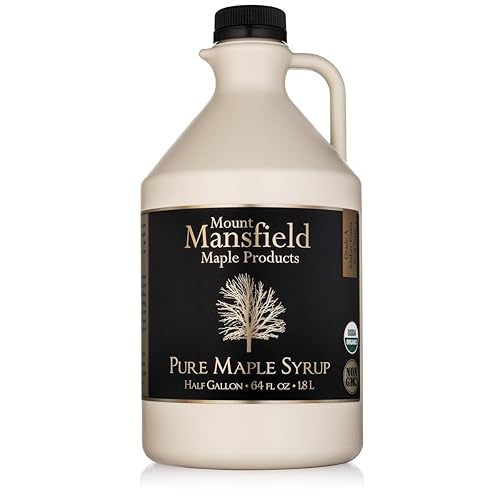 Mansfield Maple Certified Organic Pure Vermont Maple Syrup in Plastic Jug Grade A Golden Delicate, Half Gallon