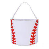 XinblueCo Baseball basket Easter baskets for kids Canvas Easter Egg Hunt Baskets Halloween Trick or Treat Candy Bucket for Halloween Easter