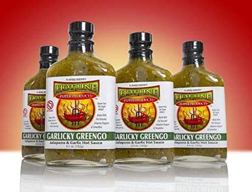 HOT LINE PEPPER PRODUCTS Gourmet Hot Sauces (Garlicky Greengo, 4 pack)