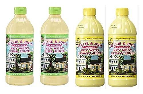 Nellie & Joes Famous Key West Lemon & Lime Juice 16oz (2 of each bottle - Pack of 4)