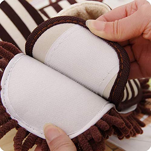 CNGYNI Cleaning Slippers Microfiber Slipper Detachable Mopping Shoes House Floor Cleaning Mop Chenille Sole, One Size (Brown)