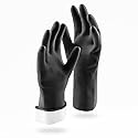 Tribello LIBMAN Heavy Duty Black Rubber Gloves - Chemical Resistant Glove - Reusable Mechanics Grip Gloves - Industrial, Cleaning, Dishwashing