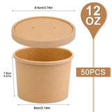 BALDCC 50 Pack Disposable Paper Soup Containers with Lids, 12 Oz Disposable Paper Soup Bowls with Lid, Paper Ice Cream Cups, Soup to go containers