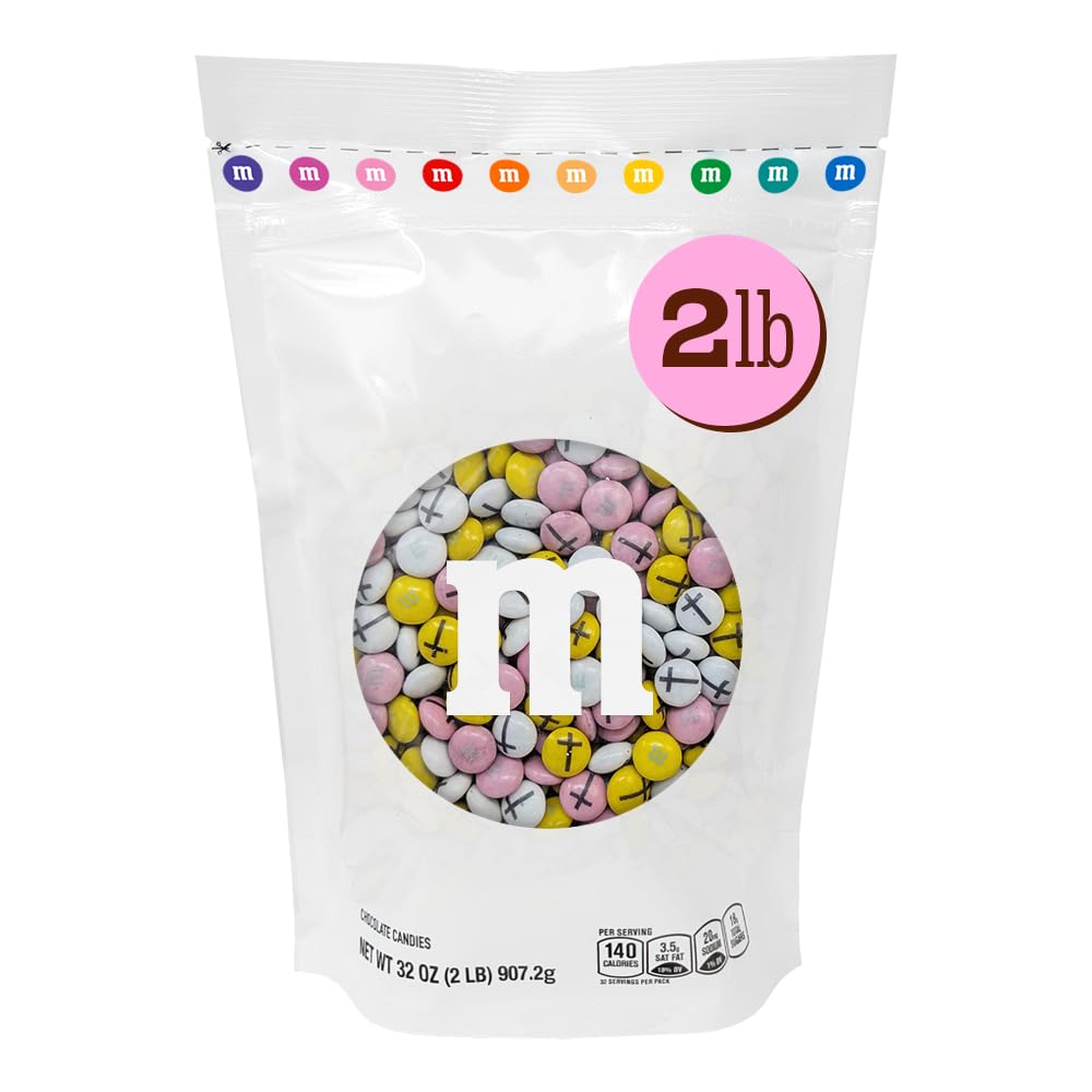 M&M’S Milk Chocolate Baptism for Girl Candy, 2 lb Bag of Bulk Candy with Printed Cross Clip Art, Perfect for Christening Gifts, Cupcakes, Party