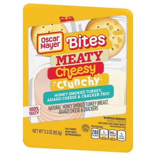 Oscar Mayer Natural Turkey Asiago Cracker Single Serve Convenience Meal, 3.3 Ounce -- 7 per case.