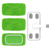 ZHAYAO Reusable Microfiber Floor Mop System, Wet & Dry Sweeper Kit, Includes 1 Sweeper Handle, 3 Washable Chenille Mop Pads, Dry & Wet Use