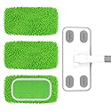 ZHAYAO Reusable Microfiber Floor Mop System, Wet & Dry Sweeper Kit, Includes 1 Sweeper Handle, 3 Washable Chenille Mop Pads, Dry & Wet Use