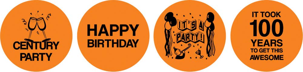 Darling Souvenir 190 Pieces Orange Birthday Party Chocolate Drop Labels Stickers - Self-Adhesive Mini Candy Wrappers for Decorations, Sweet Treat