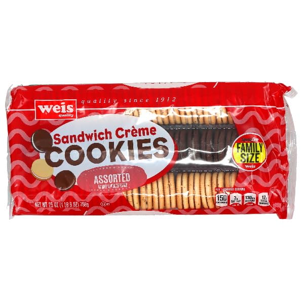 Weis Quality, Sandwich Creme Cookies Family Size Assorted, 25 Ounce