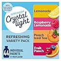 Crystal Light Refreshing Drink Mix Variety Pack, 44 Packets, for Convenient Hydration, Lemonade, Raspberry Lemonade, Peach Iced Tea, Fruit Punch