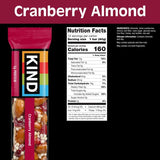 KIND Healthy Snacks Bars, Cranberry Almond, Gluten Free, High Fiber Snacks, 5g Protein, 12 Count