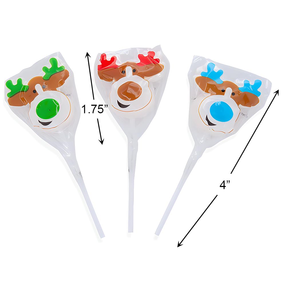 Fun Express - Reindeer Character Suckers for Christmas - Edibles - 12 Pieces