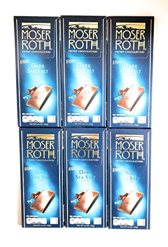 Moser Roth Dark Chocolate/Sea Salt Chocolate Bars, (6) Pack, Germany