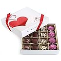 Valentine Chocolate Truffles Gift Box - 16-Pc Fancy Vegan Dark Chocolate Candy, Kosher, Dairy Free, Heart Box of Chocolates, Assorted Mother's Day