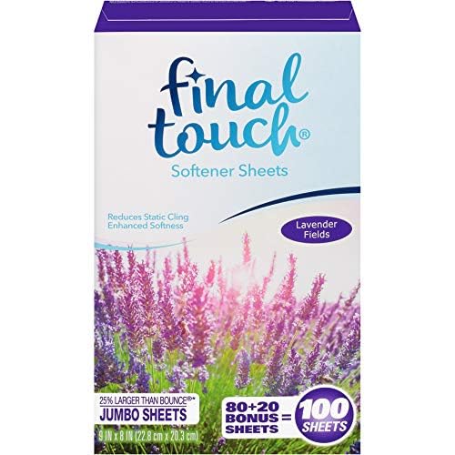 Lavender Fields Scented Fabric Softener Dryer Sheets by Final Touch | Softens & Freshens Laundry | Controls Wrinkles & Static Cling | Repels Lint