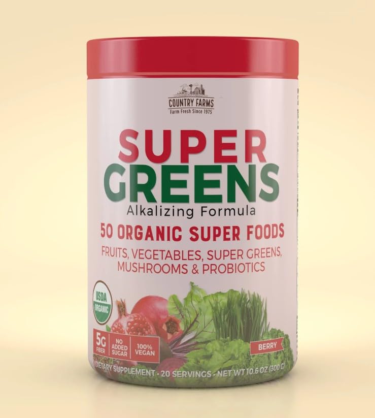 Country Farms Super Green Drink, Berry Flavor, 9.88 Oz (Pack of 2)
