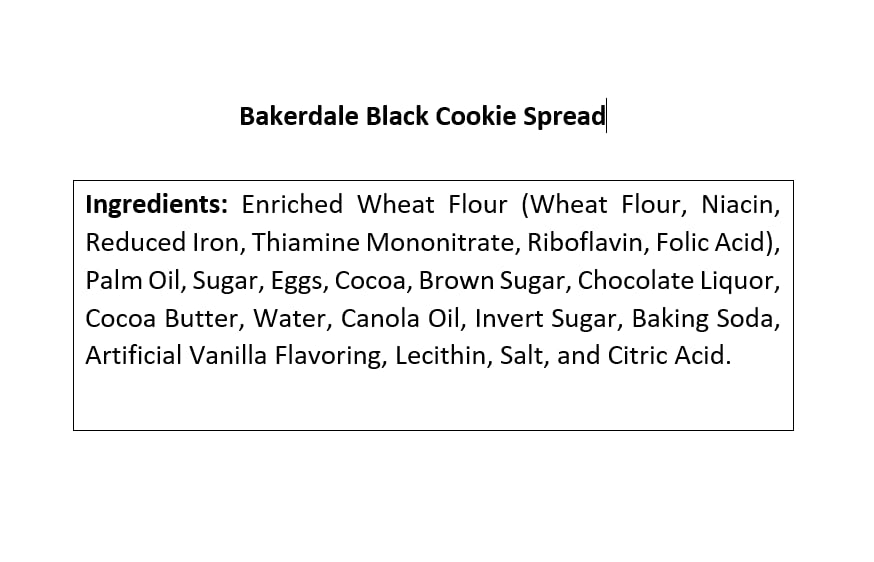 Bakerdale Smooth Black Cookie Butter Spread, Creamy Topping