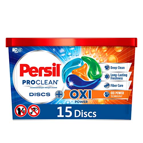Persil ProClean Discs Laundry Detergent Pacs, Oxi, High Efficiency (HE) Compatible, Laundry Soap, 15 Count