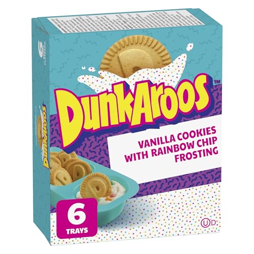 Betty Crocker DunkAroos, Vanilla Cookies with Rainbow Sprinkle Frosting, 6 x 28g/1 oz
