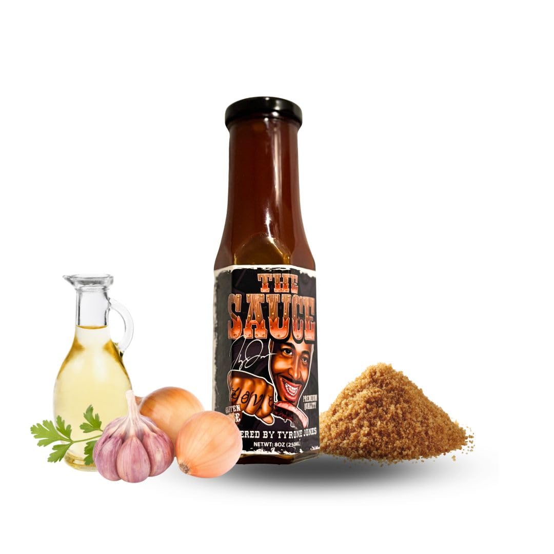 The Sauce Powered By Tyrone Jones BBQ Barbecue Sauce (8 ounce) | Gluten Free, Small Batch, Premium Quality Ingredients, Great for Grilling, Dipping or