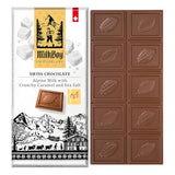 Milkboy Swiss Chocolates Milk Chocolates - Alpine Milk Chocolate Bars with Crunchy Caramel Sea Salt - Gluten-Free Non-GMO All Natural - Made in