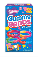 Gummy Bands Valentine's Day Candy Bracelets, 20 Count, Individually Wrapped for Friendship Exchange, 8.46 Ounces