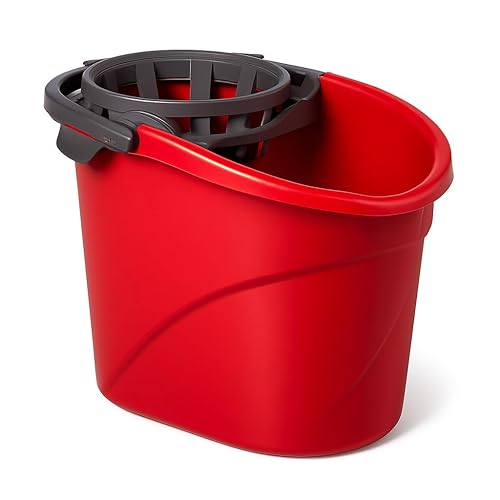 eSharks 2.5 Gallon Mop Bucket with Built-in Wringer Red Cleaning Bucket for Floor Care Home Use Workspaces Janitorial Tasks and Household Cleaning