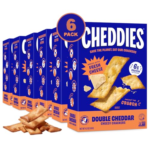 Cheddies Crackers Double Cheddar | Healthy Snacks Made with Real Cheddar Cheese and Simple Ingredients | Non-GMO | Cheesy Crackers | 4.2 Ounce (Pack