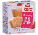 Katz Gluten Free Creme Filled Strawberry Cupcakes. Free of Dairy, Peanuts, Tree Nuts, and Sesame. Kosher, 7oz (1Pk)