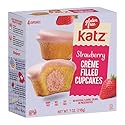 Katz Gluten Free Creme Filled Strawberry Cupcakes. Free of Dairy, Peanuts, Tree Nuts, and Sesame. Kosher, 7oz (1Pk)