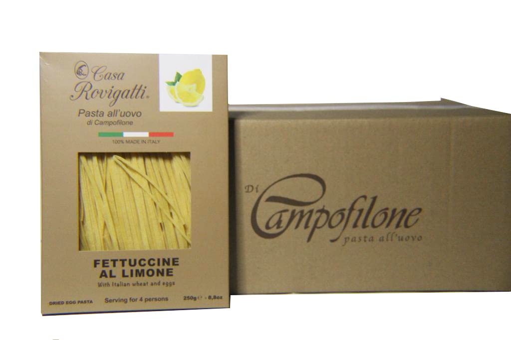 Fettuccine with Lemon Gourmet Egg Pasta (Pack of 4) - Italian Pasta From the Region of Di Campofilone- Imported Italian Egg Pasta- 8.8 ounces / 250