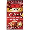 Twinings Ultra Spice Chai Black Tea Individually Wrapped Bags, 20 Count (Pack of 1), Sweet, Savoury Spices, Caffeinated, Enjoy Hot or Iced, 20 Teabags