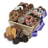 Pretzel Party Gourmet Chocolate Covered Pretzel Chocolate Sandwich Cookies and Peanut Butter Cookie Sandwiches Gift Basket from All City Candy