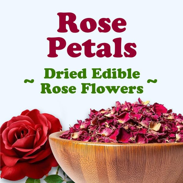 Food to Live Rose Petals, 4 Ounces - Culinary Dried Edible Rose Flowers for Tea, Baking, Making Rose Water and Desserts. Vegan, Kosher, Bulk