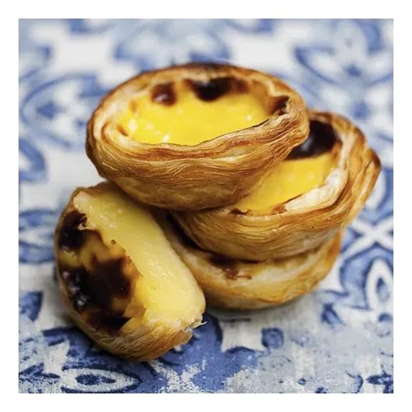 Portuguese Custard Tarts. Handmade. Pastel da Nata. Flaky Pastry with Creamy Custard Filling - Authentically Made in Portugal. Simply Heat and Eat.