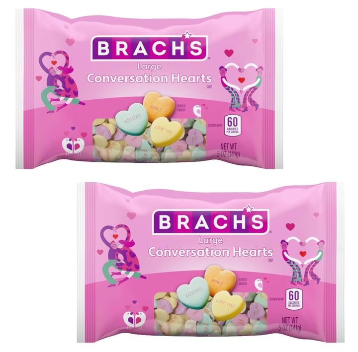 Brach's Large Conversation Hearts - 5 oz Bags - Pack of 2 - Classic Valentine's Day Candy That Generations Have Loved