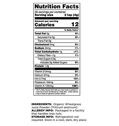 Terrasoul Superfoods Organic Wheat Grass Juice Powder, 5 Oz, Grown in Utah, Made from Nutrient Concentrated Juice, Revitalize with Green Nutrition