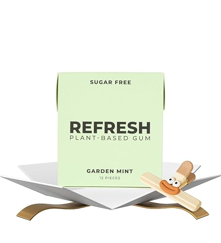 1x Refresh Gum Garden Mint (12 PC.) Bundle with Plastic Bag Clip for Resealing Packs and Maintaining Neat Storage - Gift Set (2 Items)