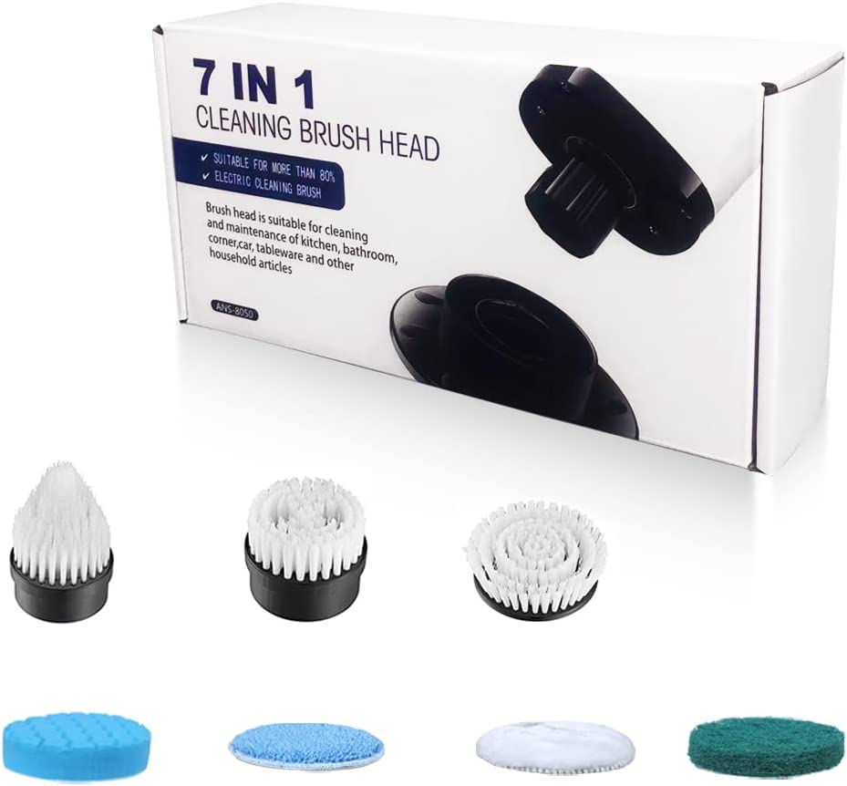 Leebein ANS-8050 Electric Spin Scrubber Replacement Brush Heads, 7pcs Extra Brush Accessories Kit for Leebein ANS-8050 & ANS-8051 8052 Electric