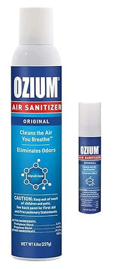 OZIUM 8oz and 0.8oz Odor Eliminator and Air Sanitizer Spray Combo Pack, Original Scent