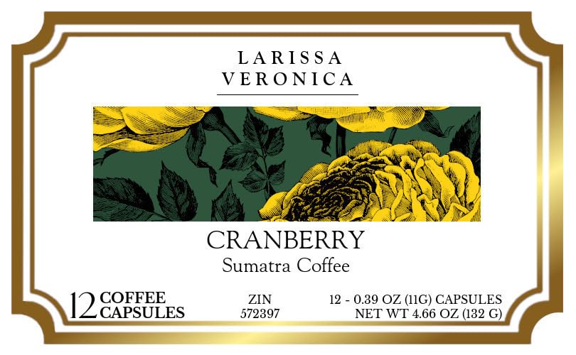 Cranberry Sumatra Coffee (Single Serve K-Cup Pods) (Gourmet, Naturally Flavored, Whole Coffee Beans) (12 pods, ZIN: 572397)